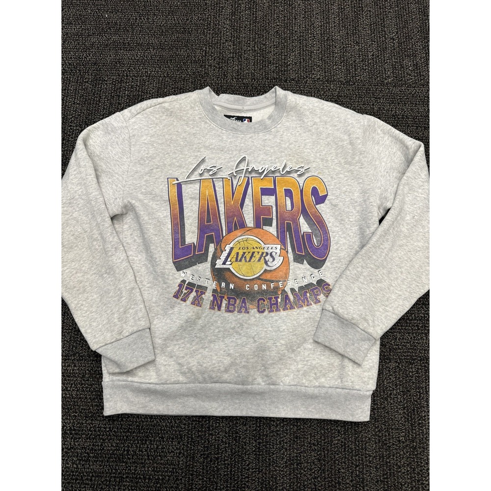 Los Angeles Lakers Sweater Mens Medium Gray NBA Basketball 17X Champs Hollister